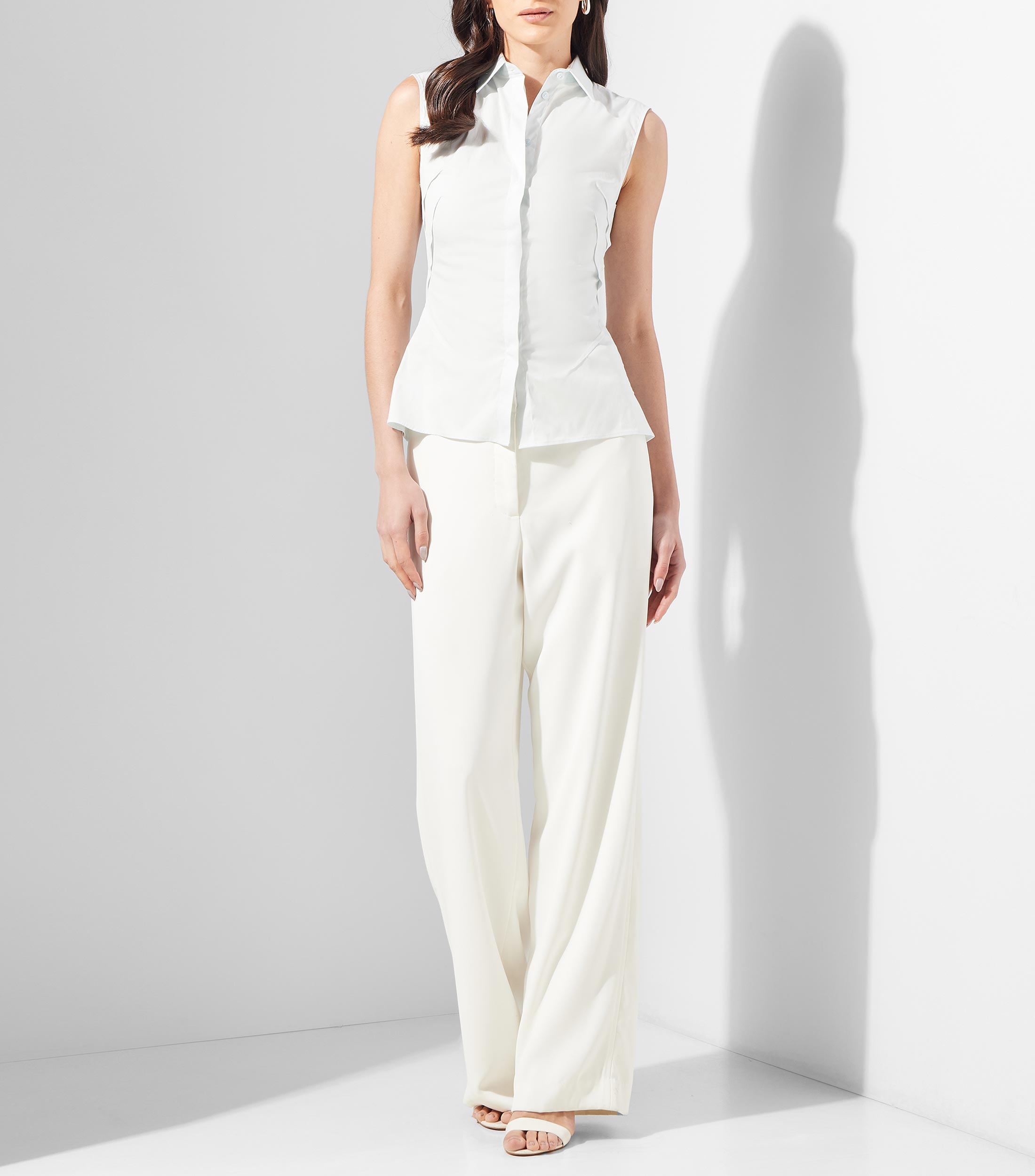 Blusa slim sin mangas en algodón elástico Mujer
